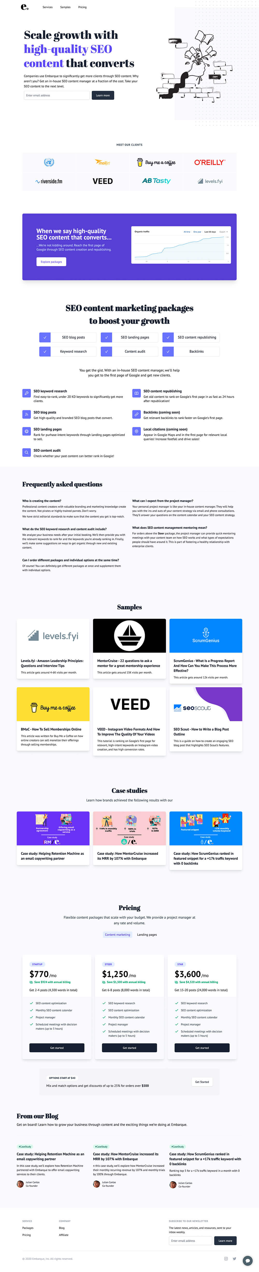 Embarque - Productized SEO Content Writing Service