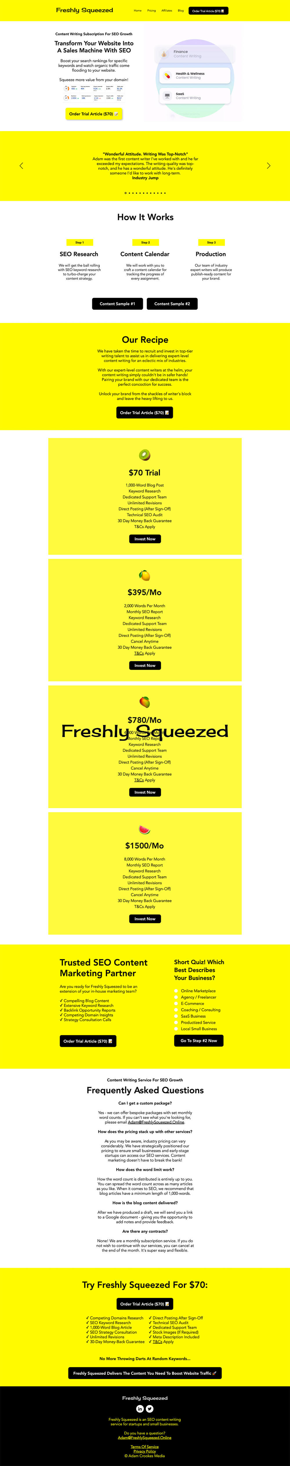 Freshly Squeezed - Productized SEO Content Writing Service