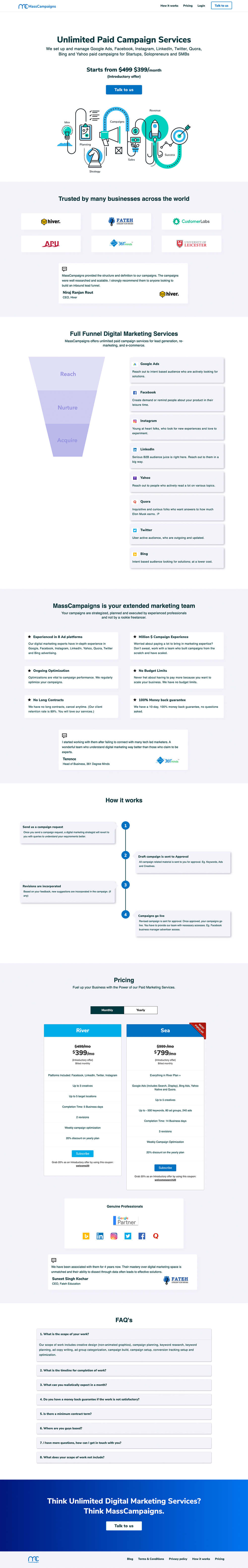 MassCampaigns Unlimited Paid Campaigns Productized Service
