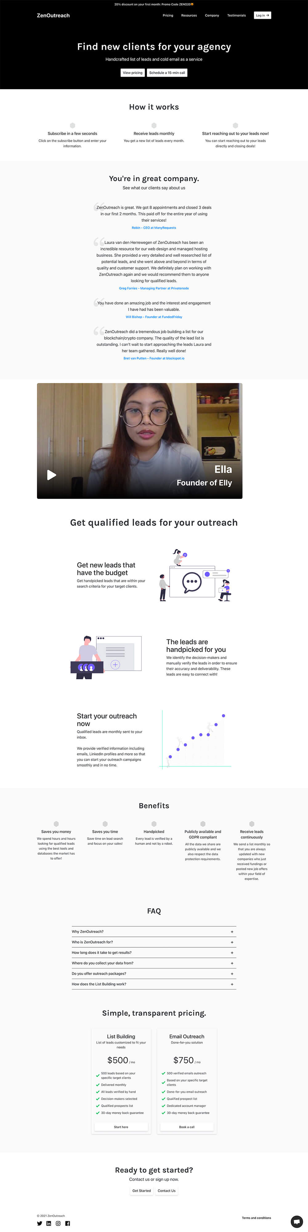 ZenOutreach Productized Lead Generation Service Example