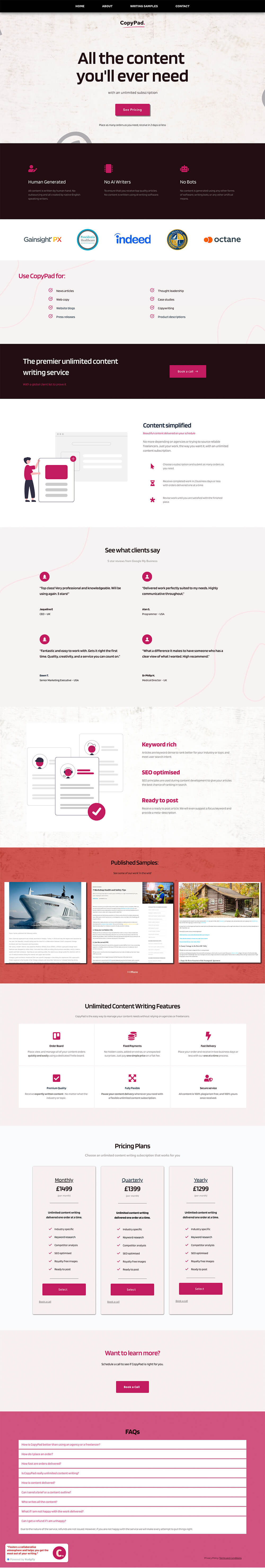 CopyPad Unlimited Content Writing Productized Service
