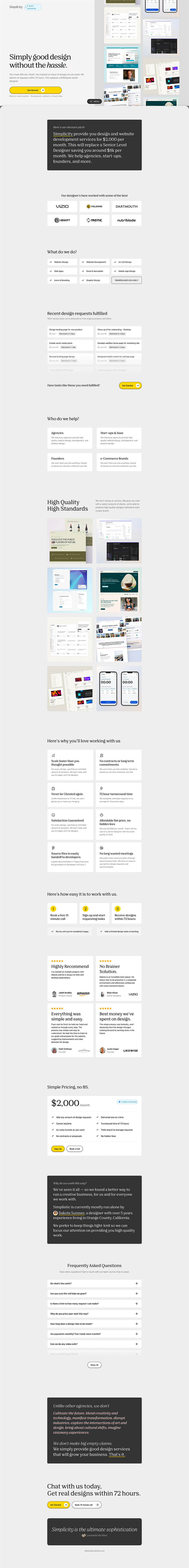 Simplicity productized design subscription service